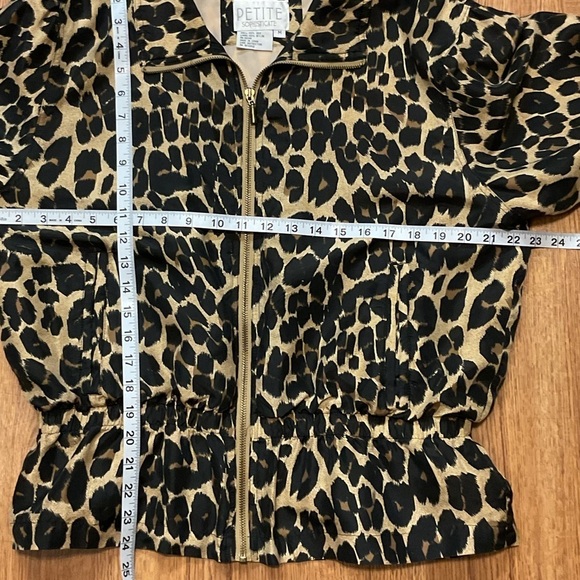 Vintage Petite Sophisticate Jacket Womens Leopard 100% Silk Zip up bomber jacket - Picture 4 of 10